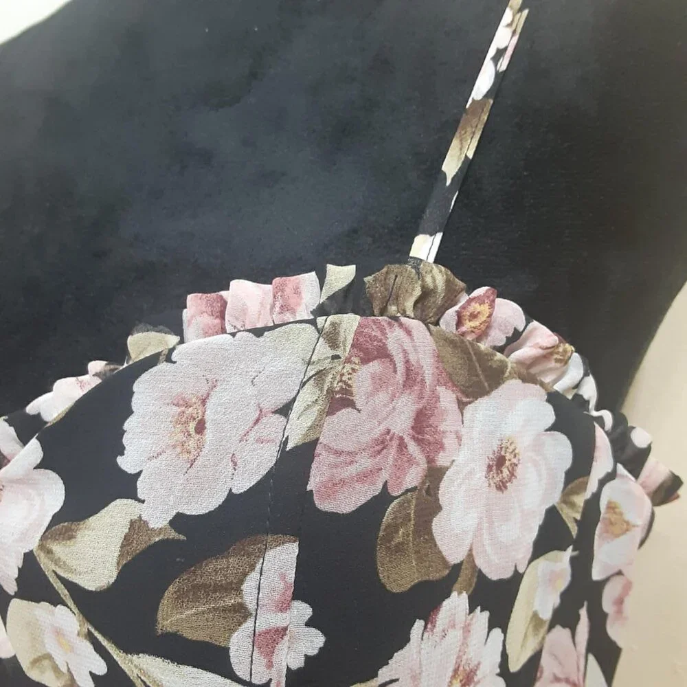 Altar'D State Size Large Chaya Floral Ruffle Spaghetti Strap Smocked Midi Dress - Picture 3 of 16